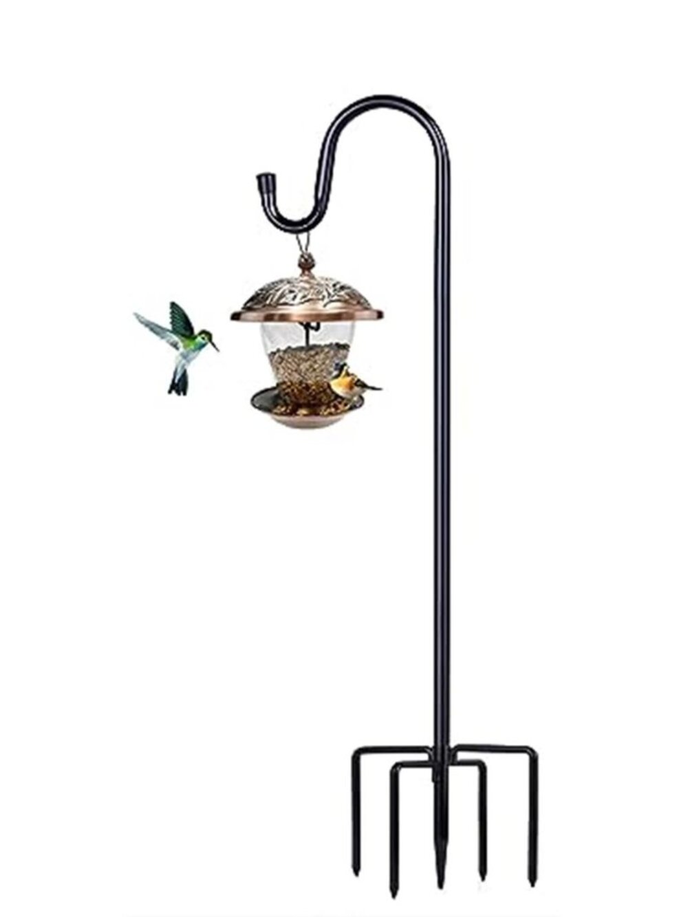 Shepherd Hooks for Outdoor, 1 Pack 62 Inch Bird Feeder Pole with 5 Prongs Base